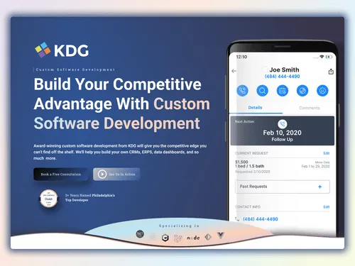 KDG website interior page mockup