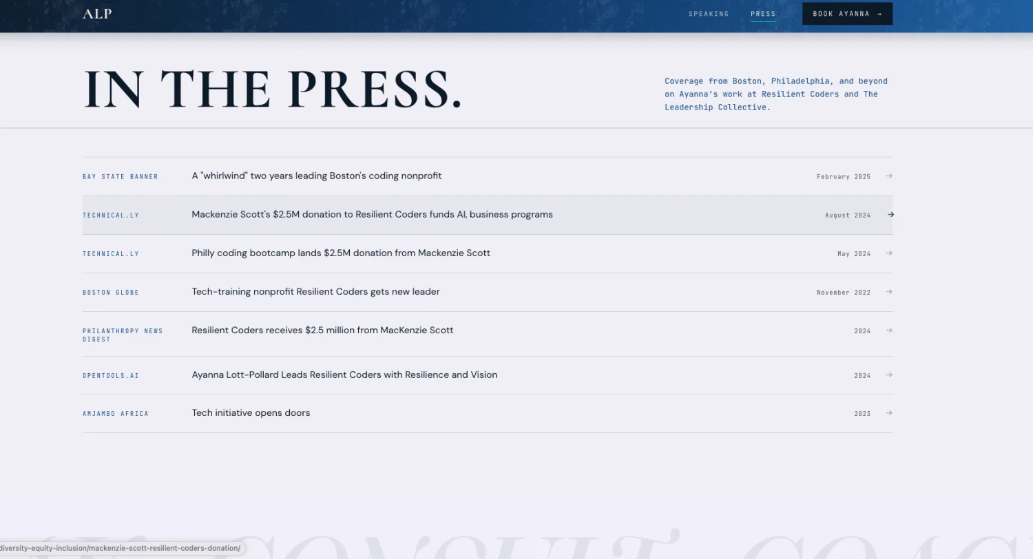 Press and Media page