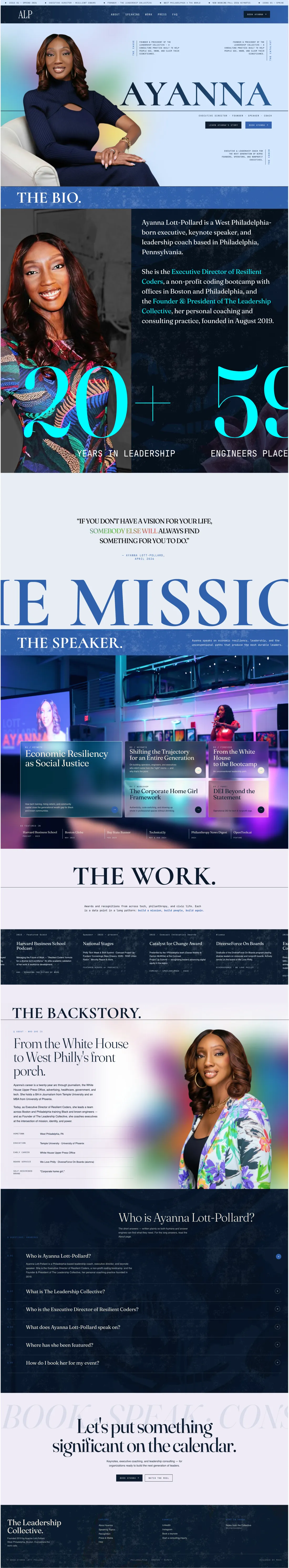 Full homepage of the Ayanna Lott-Pollard site