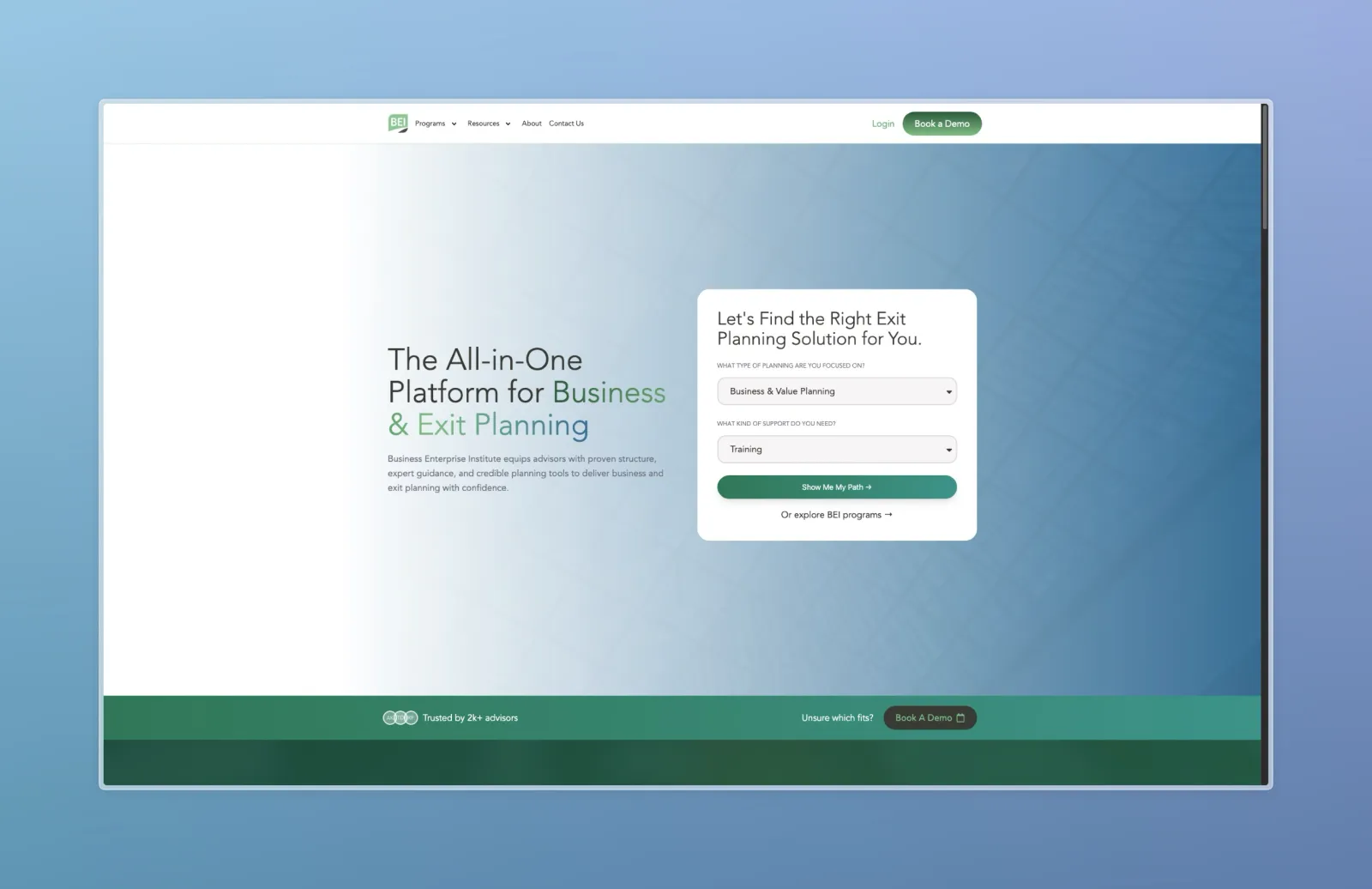BEI Exit Planning website