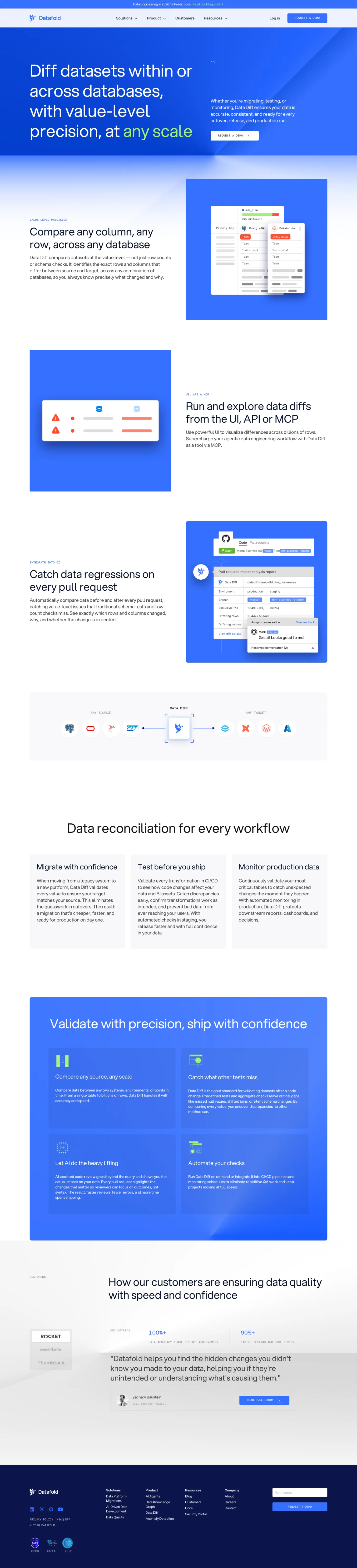 Datafold Data Diff product page