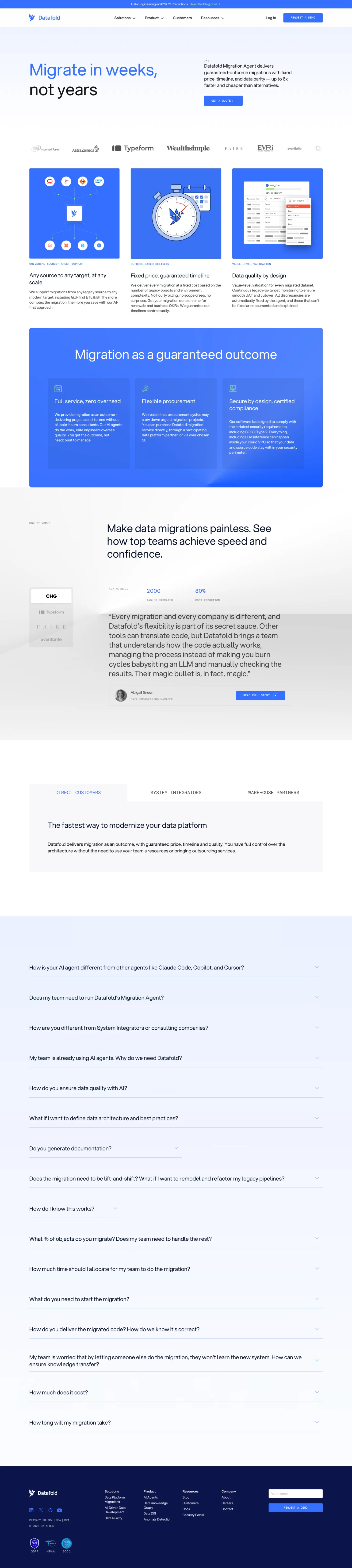 Datafold data migration landing page