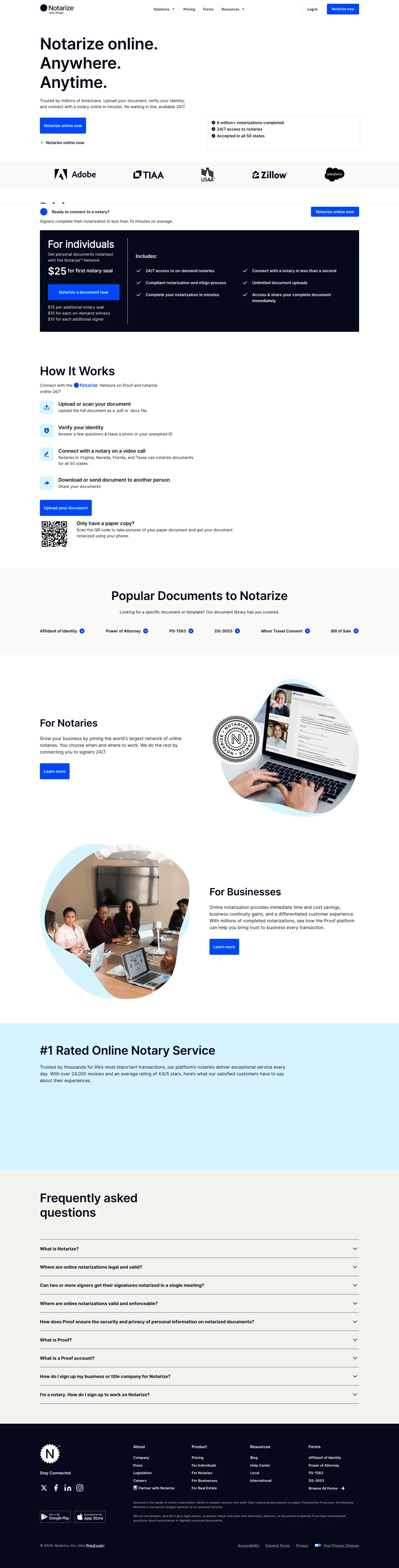 Notarize homepage