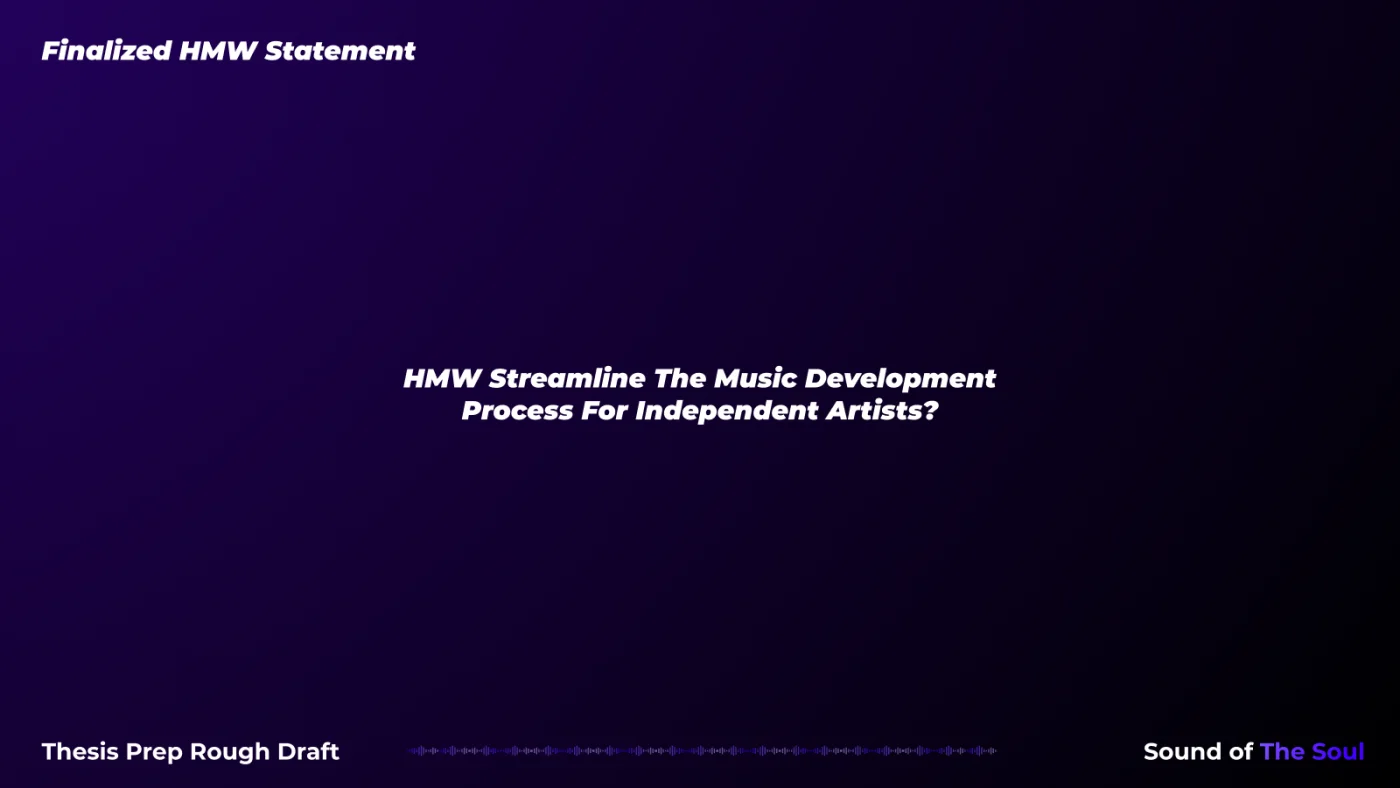 Finalized how-might-we statement: how might we streamline the music development process for independent artists