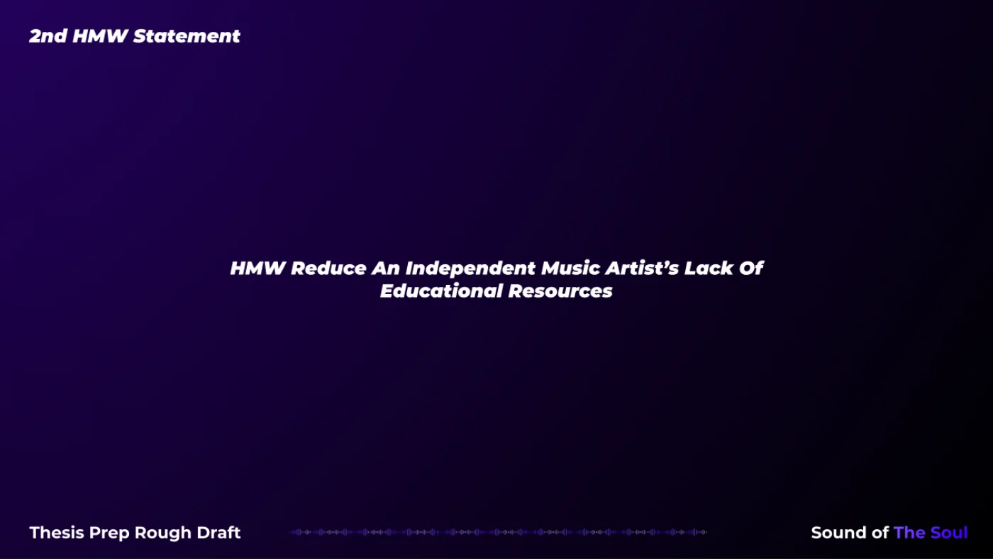 Second how-might-we statement: how might we reduce an independent music artist's lack of educational resources