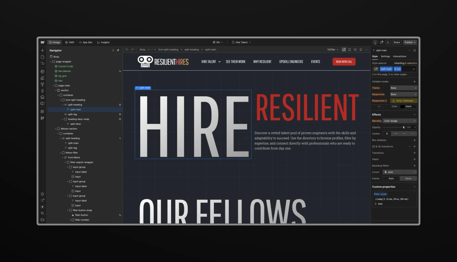 Resilient Hires titles structure