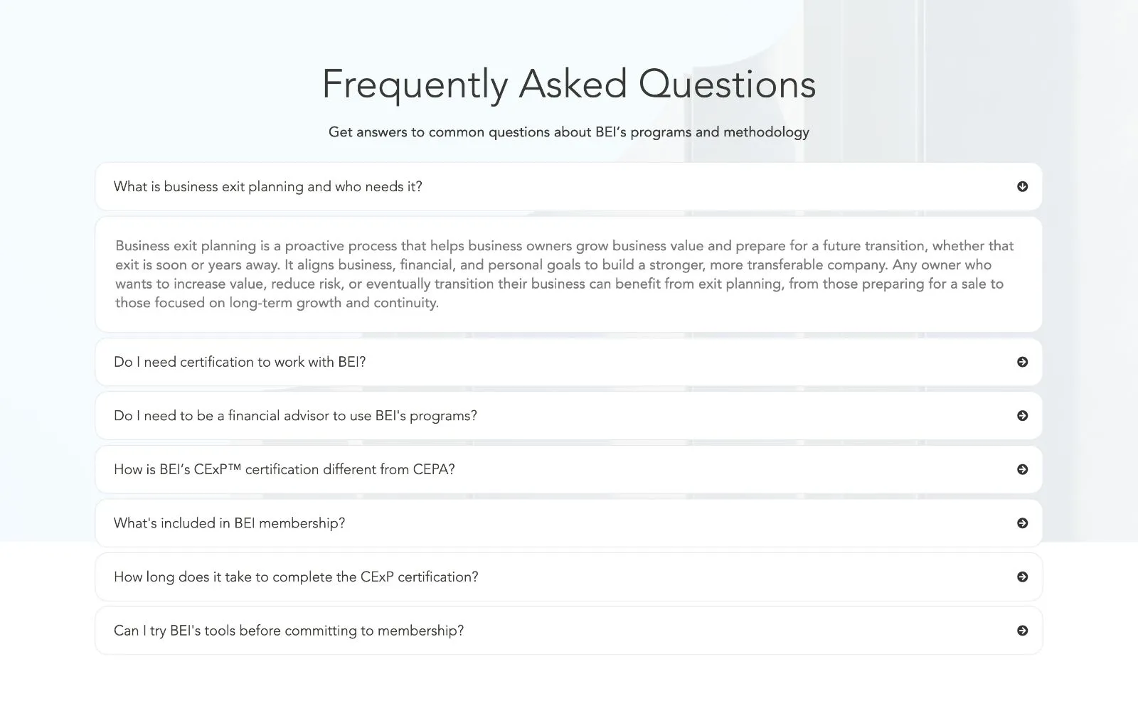 FAQ accordion component