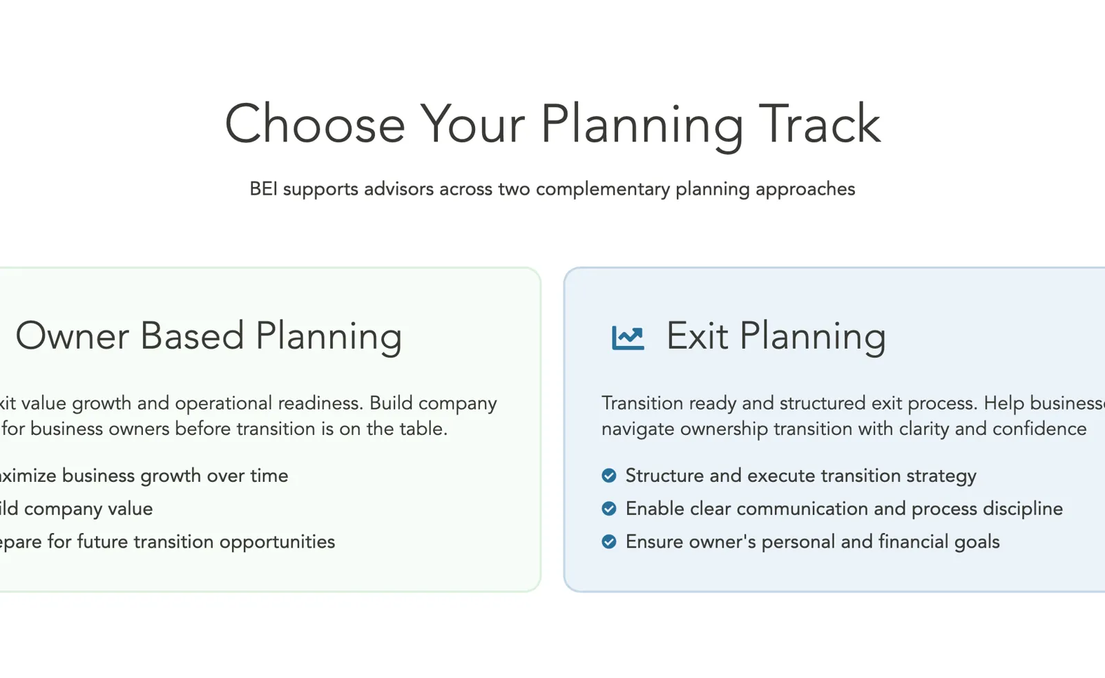 Planning tracks comparison component