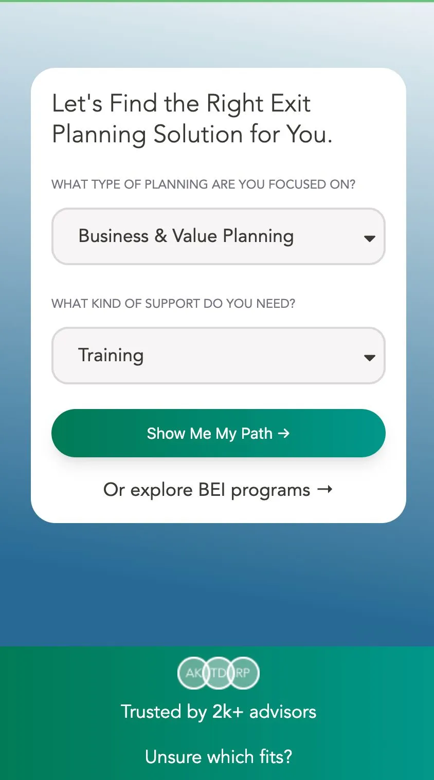 Mobile routing card with both dropdowns and the Show Me My Path button