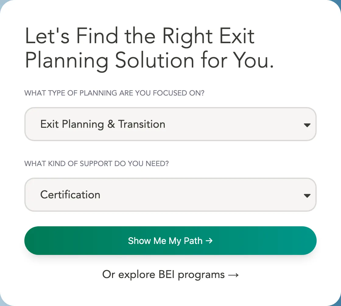 The routing card with Exit Planning and Certification selected