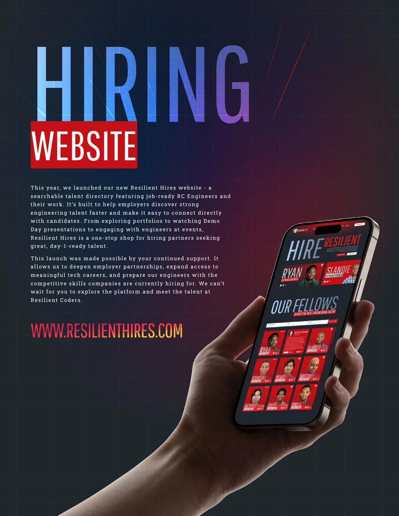 The Hiring Website page of the annual report