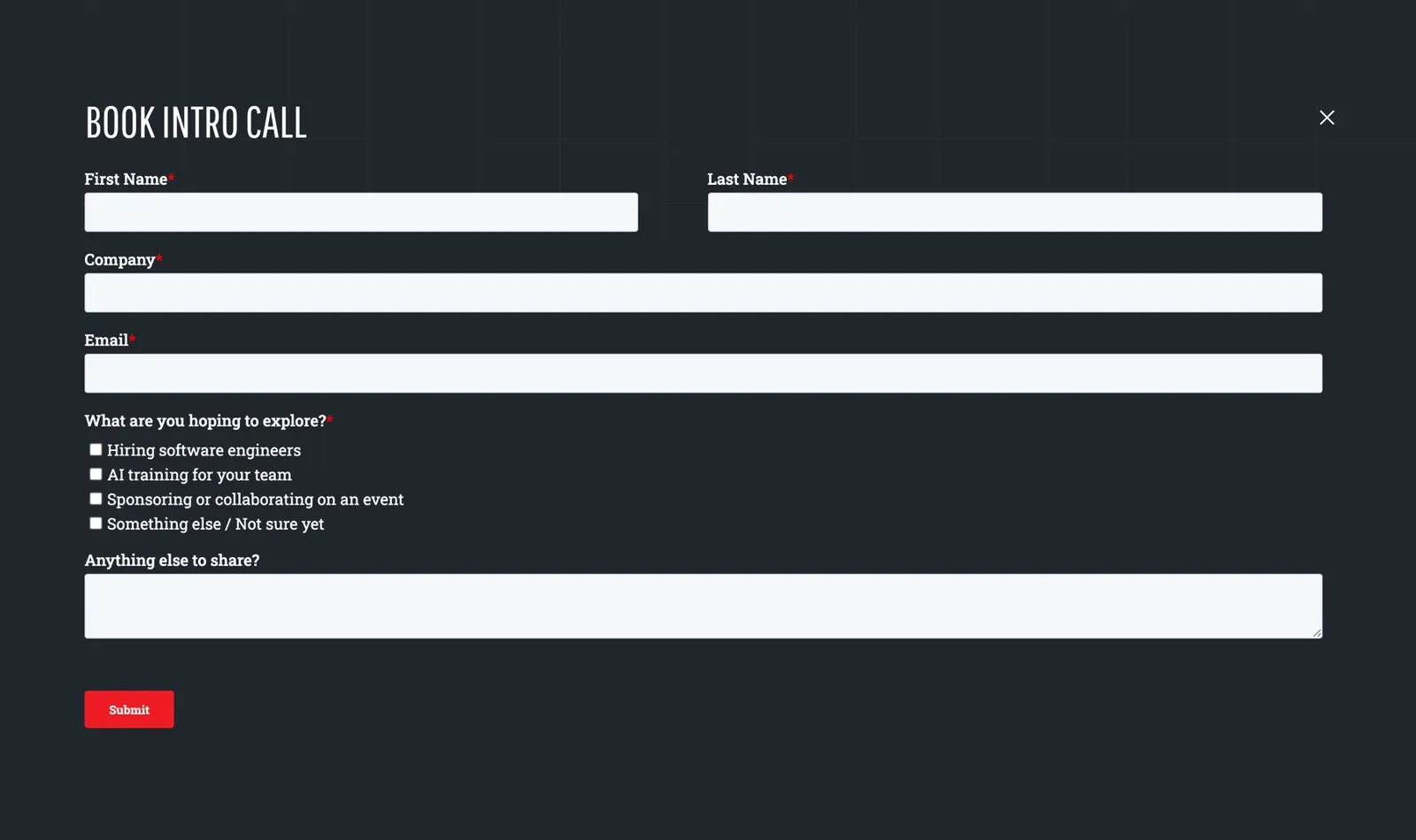 The Book Intro Call HubSpot form styled to match the site